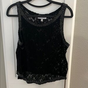 Jennifer Lopez Black Lace Tank Top with beaded Trim